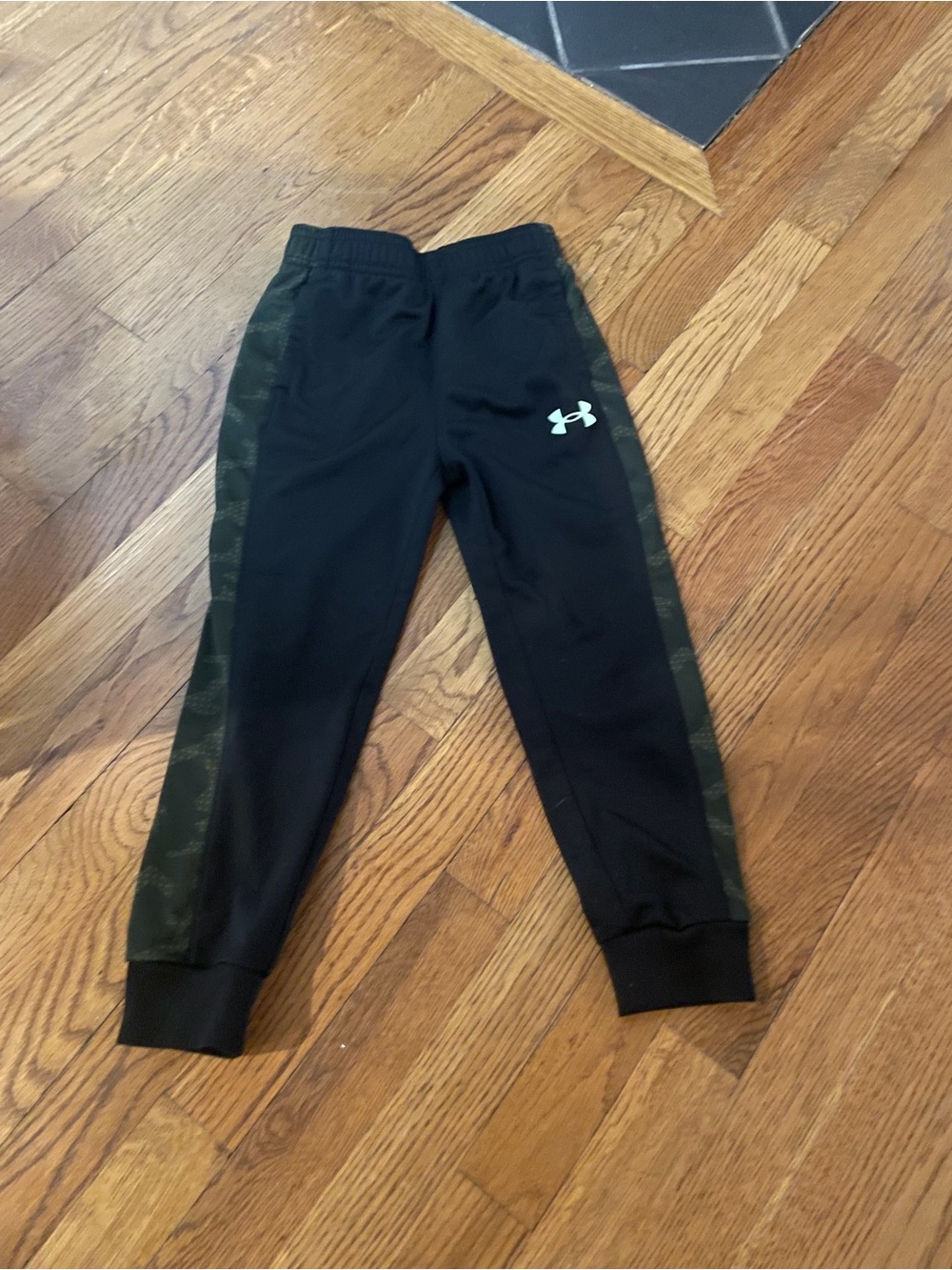 Under Armour Boys' Black Joggers with Olive Camo Side Stripes